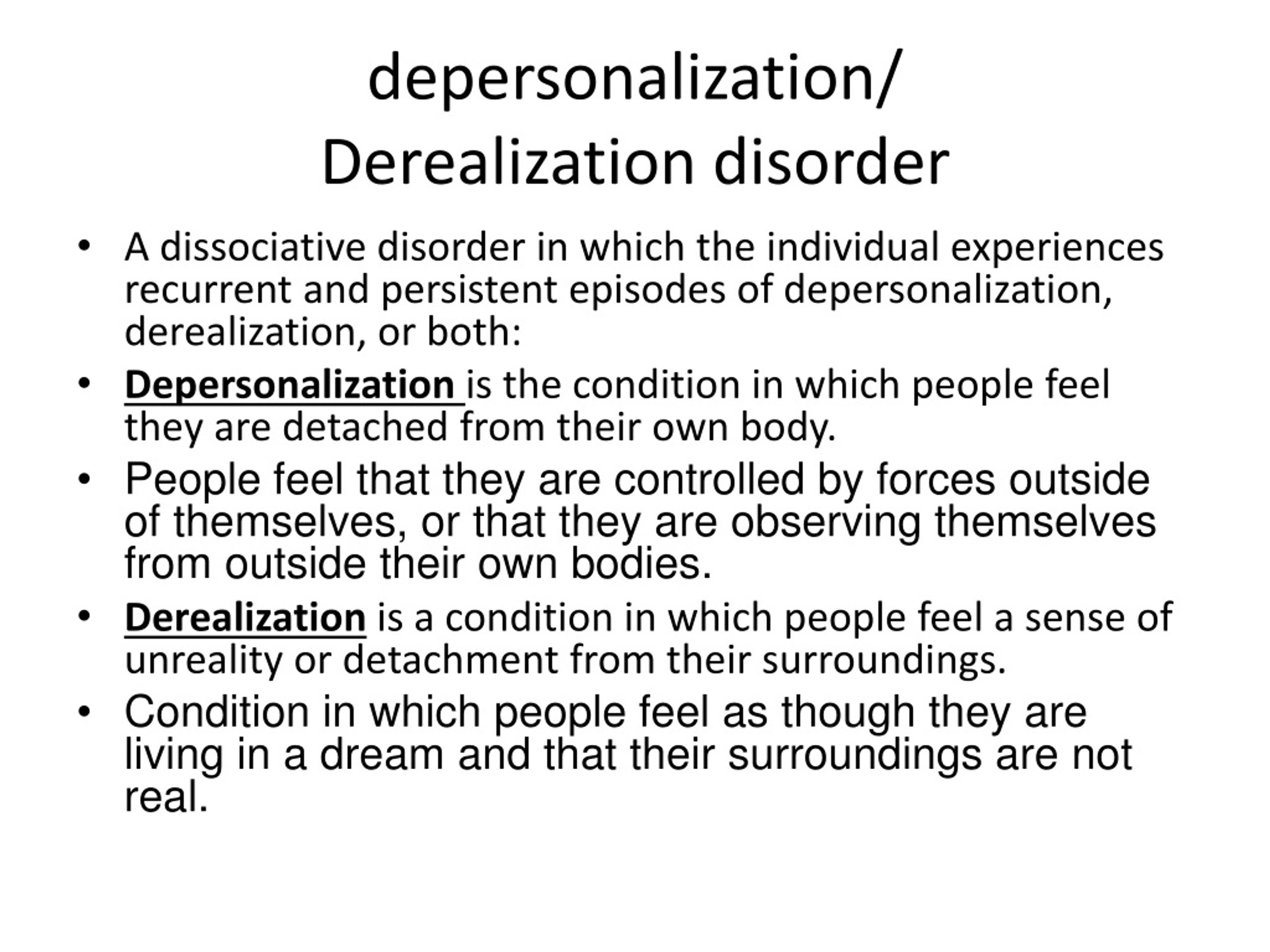 depersonalization vs derealization