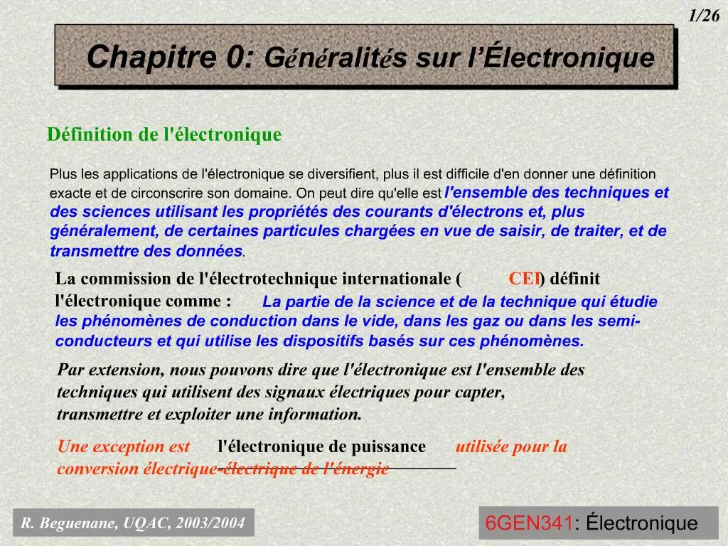 Ppt Chapitre G N Ralit S Sur L Lectronique Powerpoint Presentation