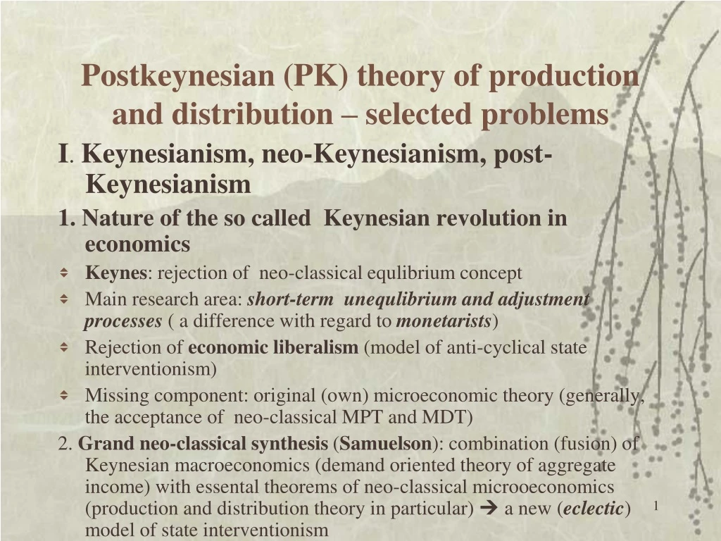 PPT - Postkeynesian (PK) Theory Of Production And Distribution ...