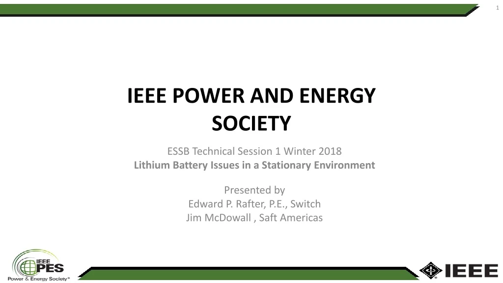 PPT - IEEE POWER AND ENERGY SOCIETY PowerPoint Presentation, free ...