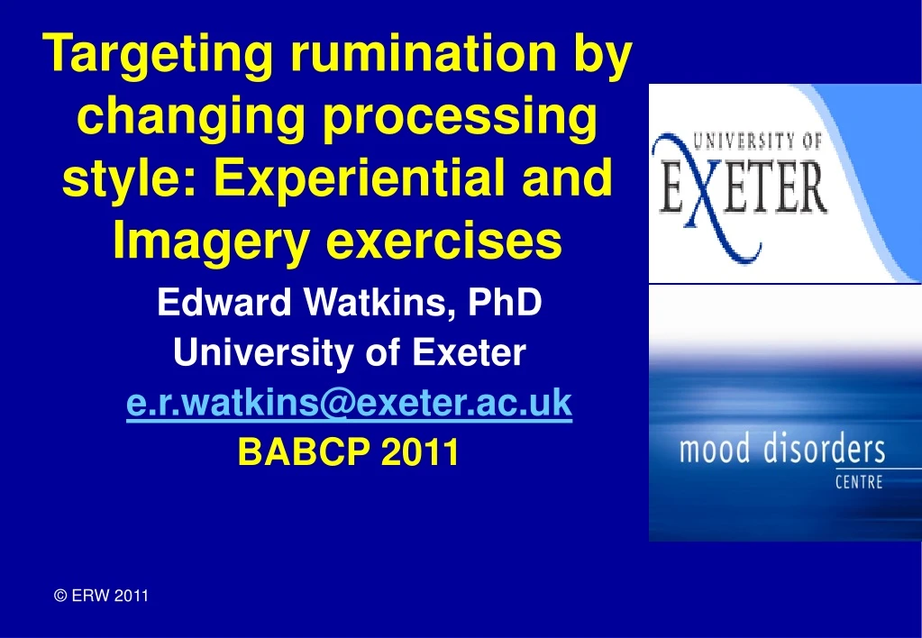 PPT Targeting rumination by changing processing style Experiential