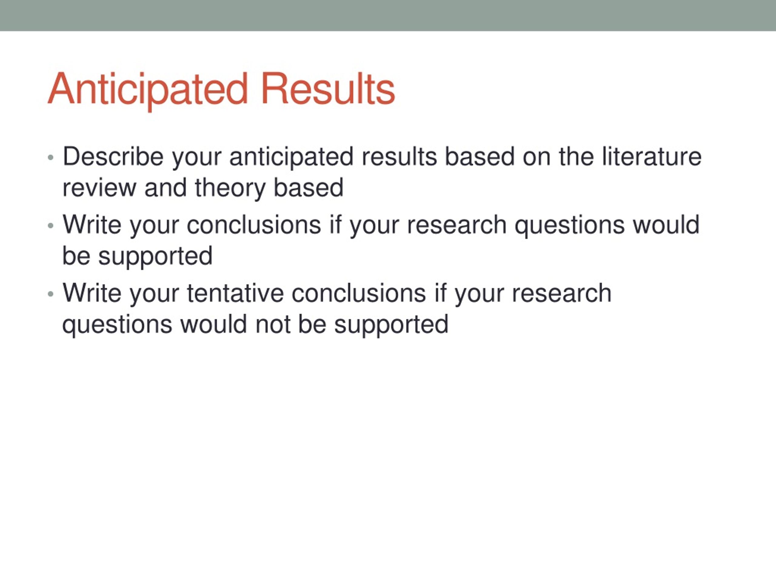 anticipated results in research proposal