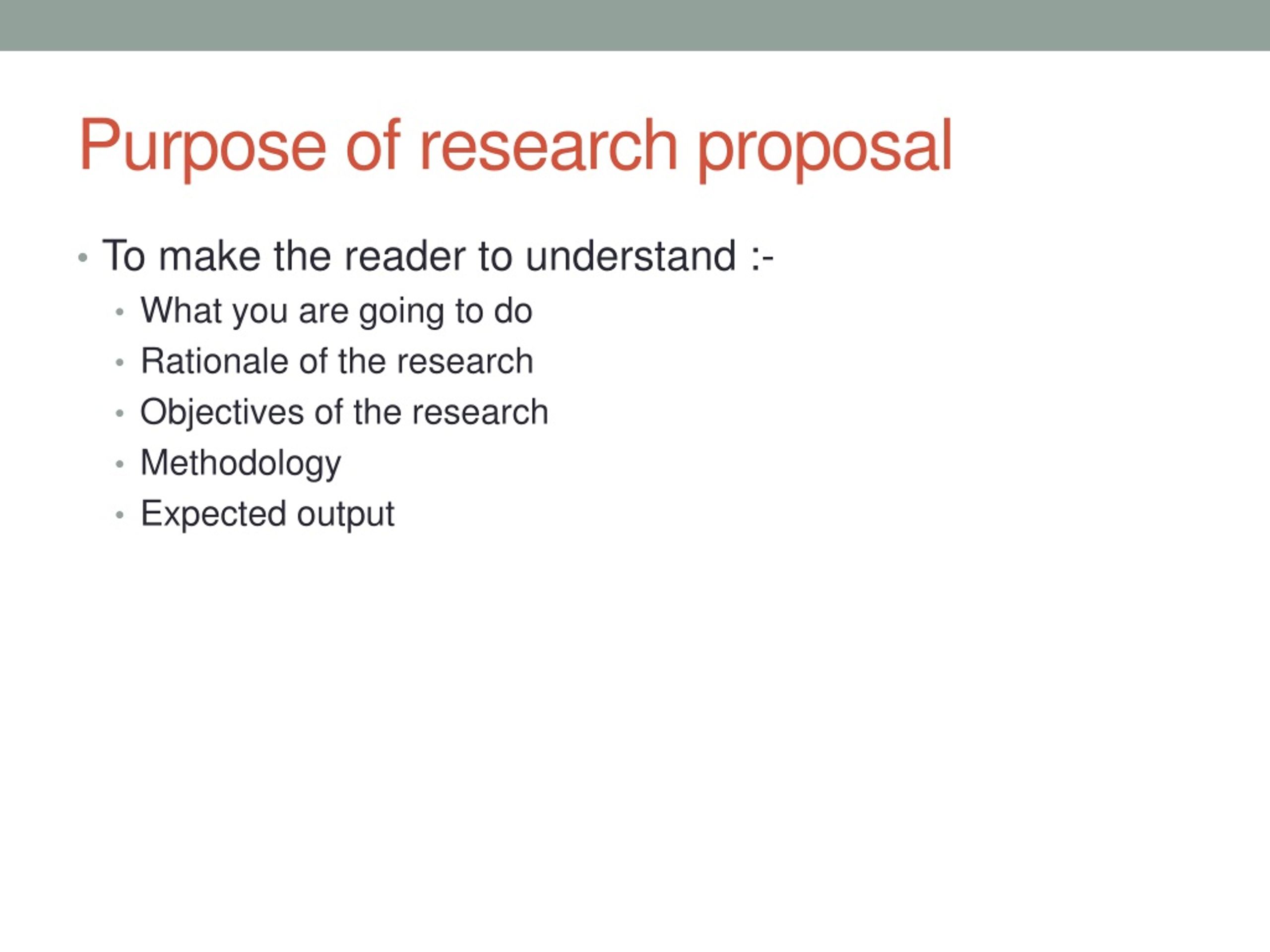 purpose of research proposal slideshare