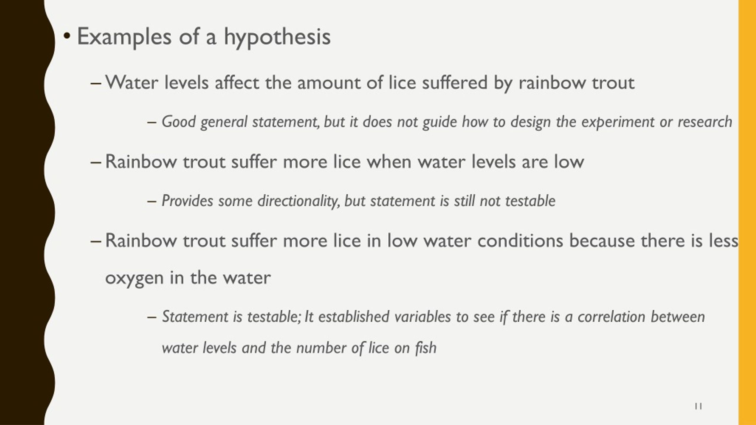 example of hypothesis water