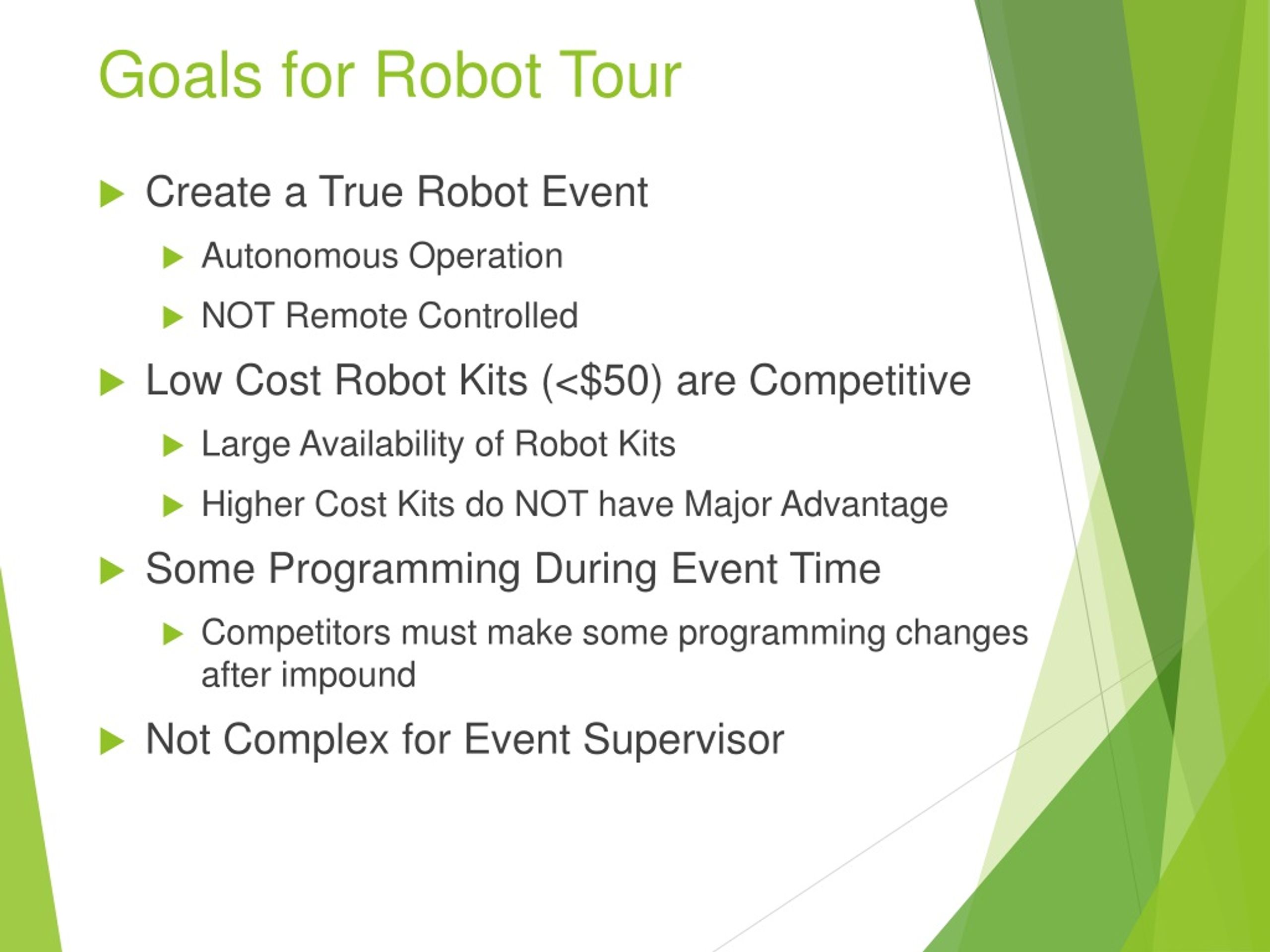 robot tour rules