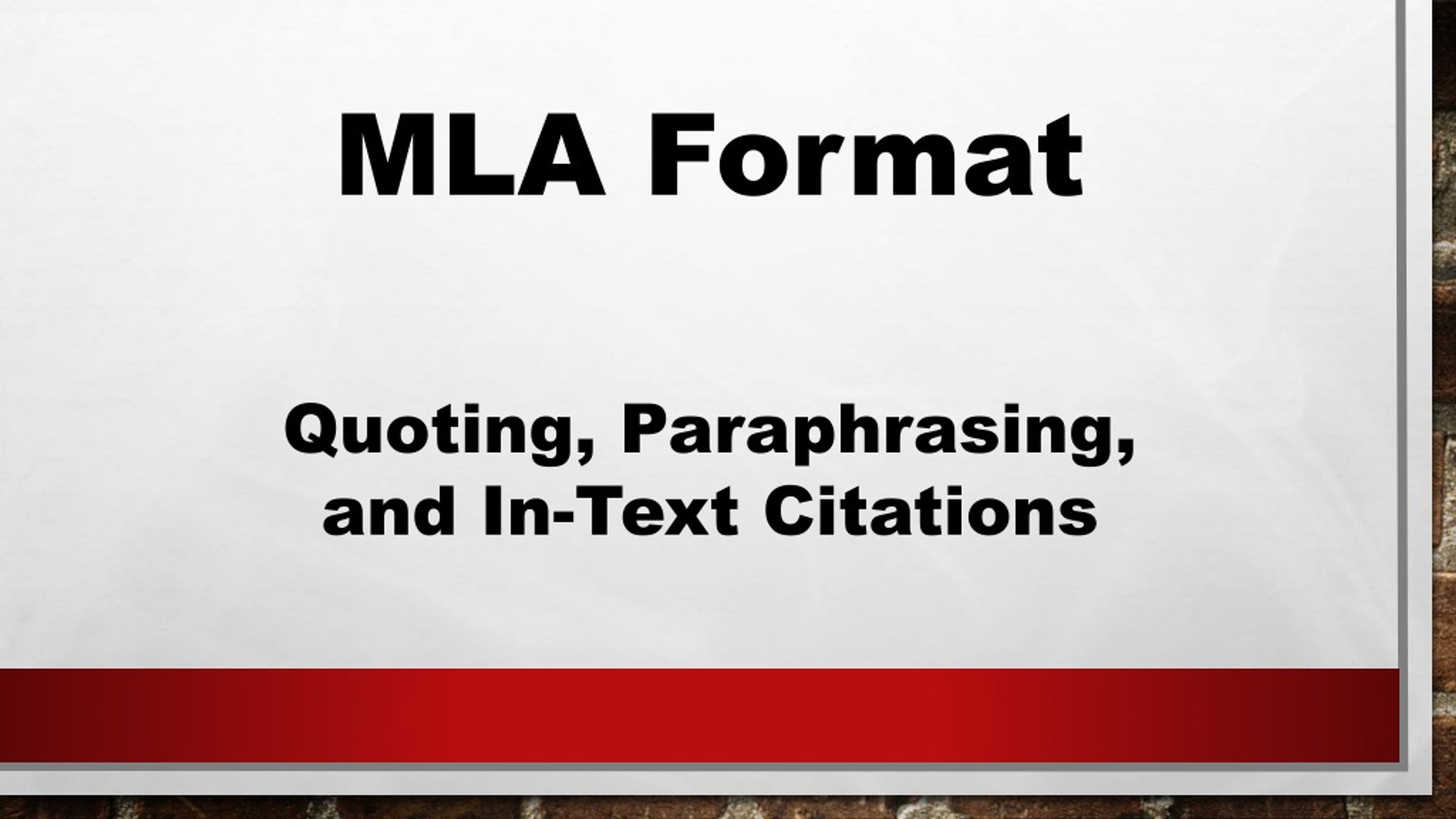 mla format for paraphrasing