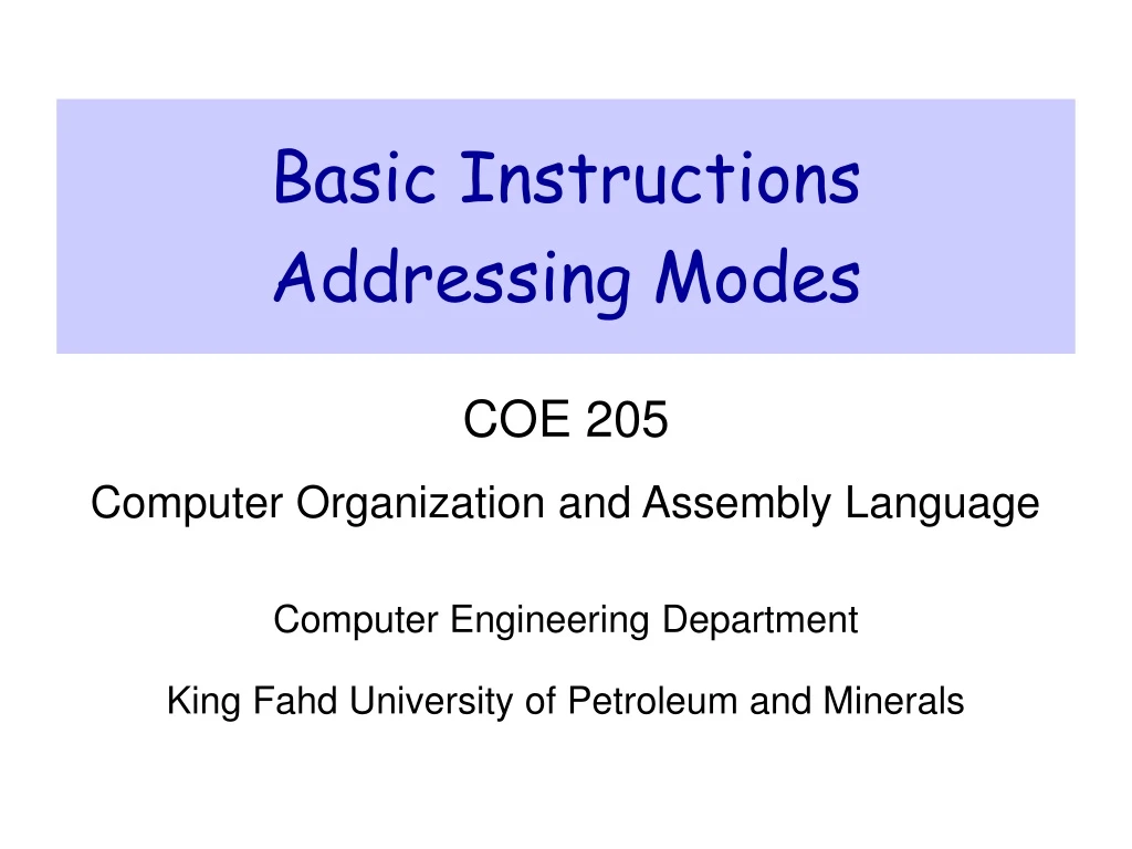 basic instructions addressing modes n.