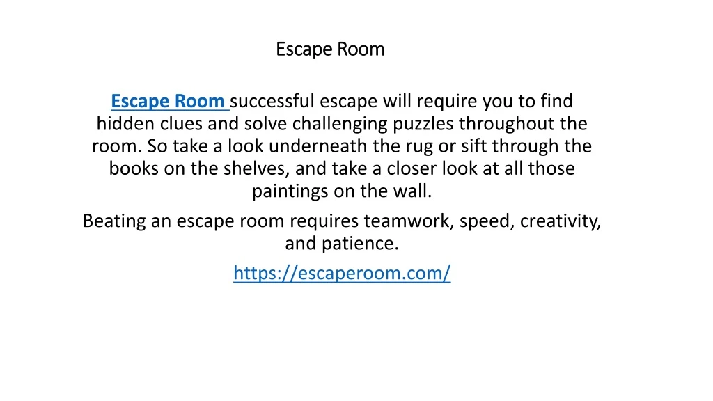 escape room n.