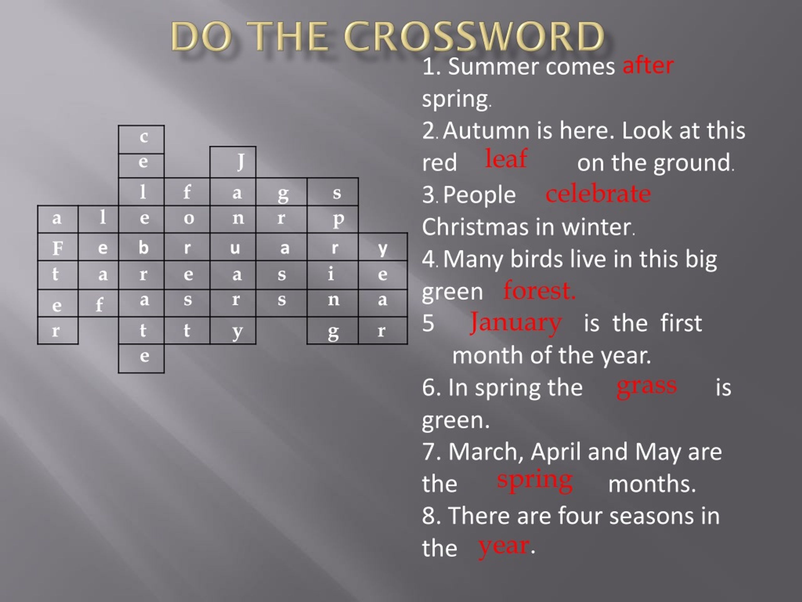 Do the crossword 6 класс