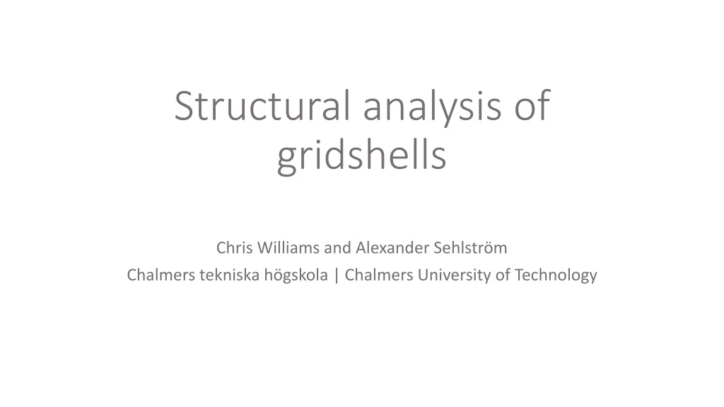 structural analysis of gridshells n.