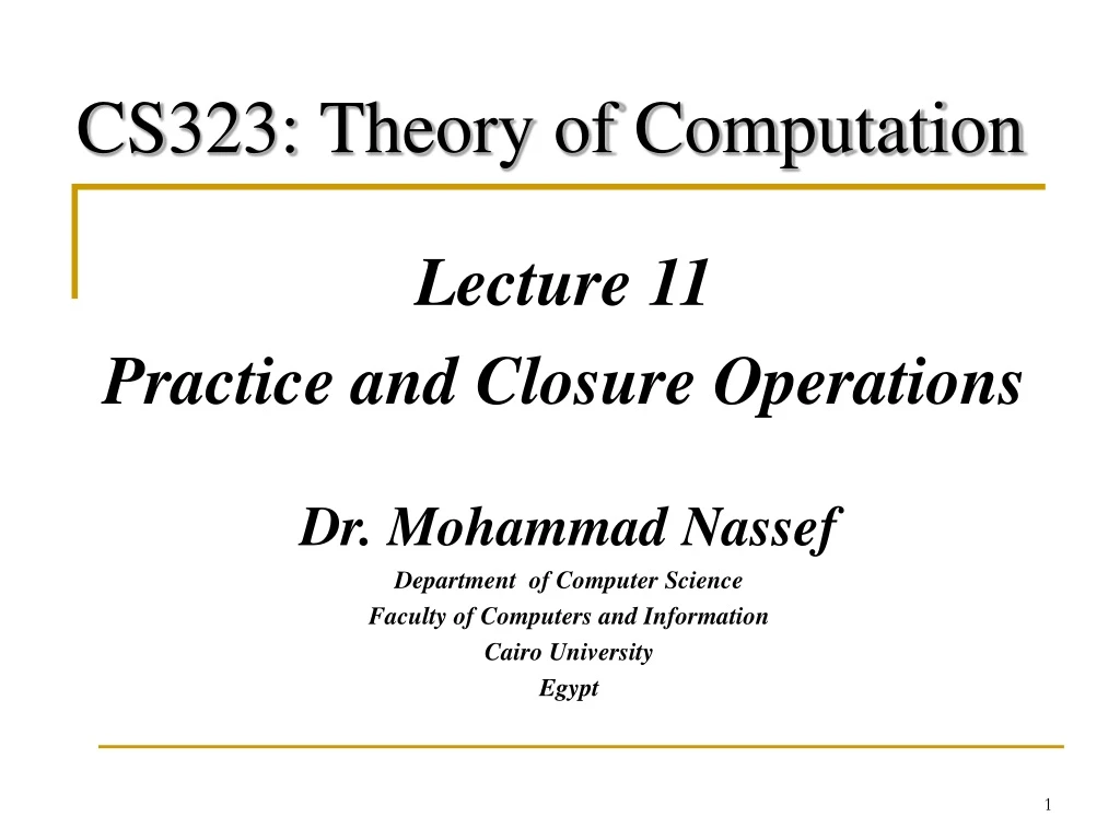 PPT - CS323: Theory of Computation PowerPoint Presentation, free ...