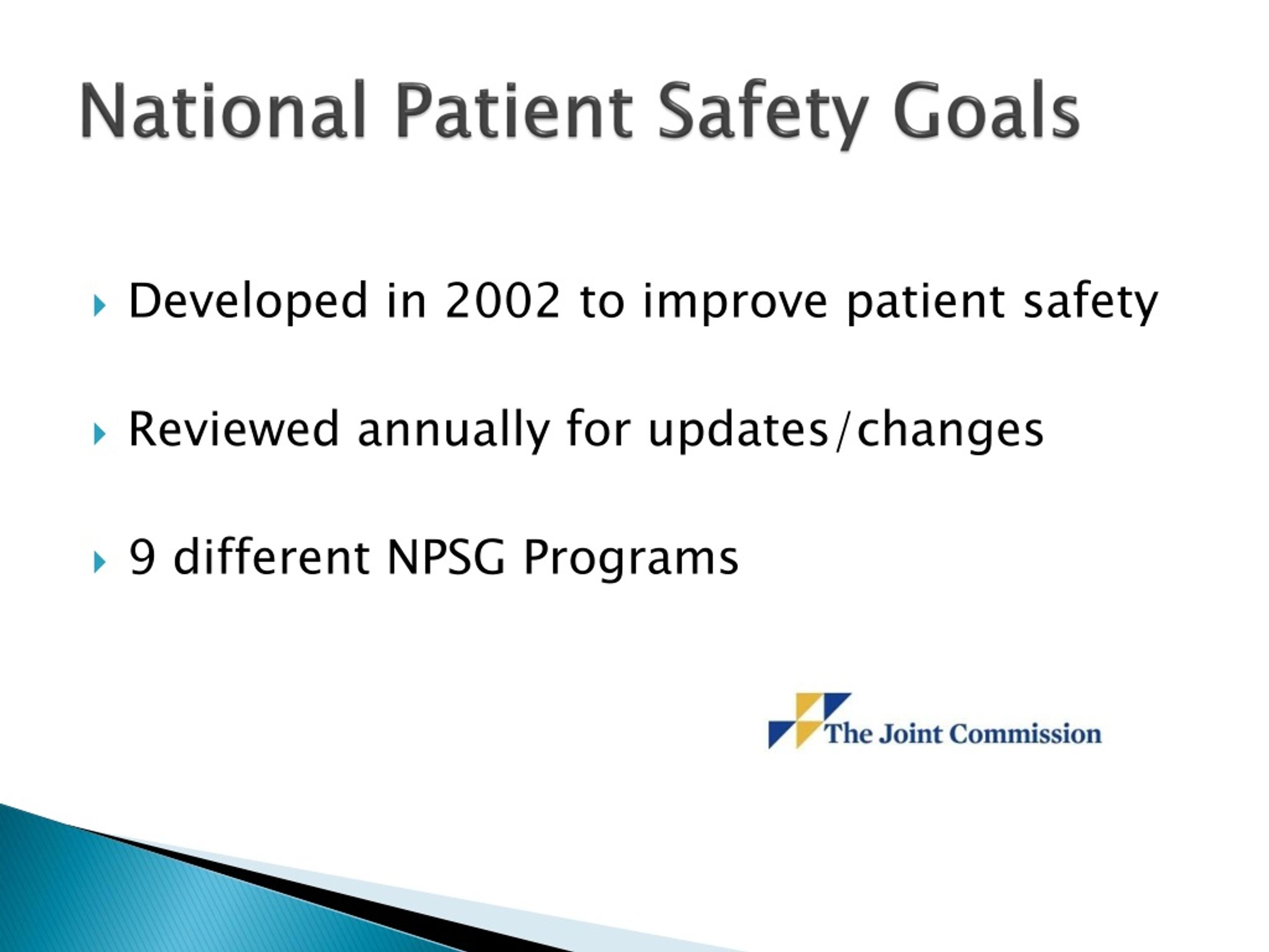 PPT National Patient Safety Goals PowerPoint Presentation, free