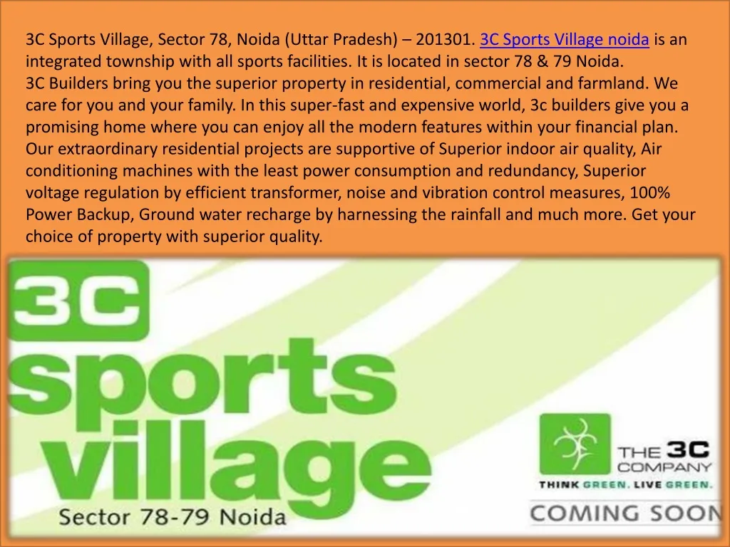 3c sports village sector 78 noida uttar pradesh n.