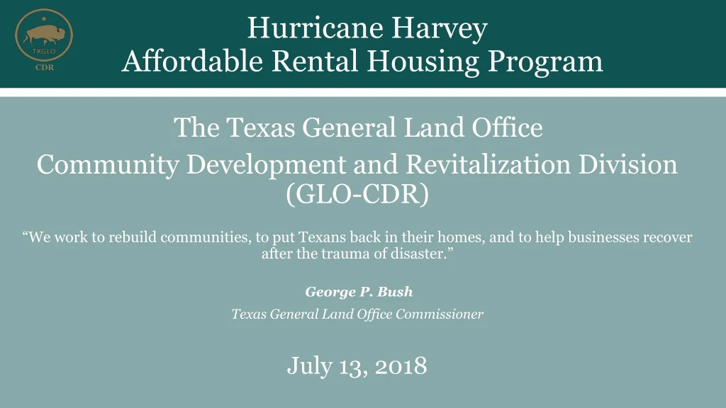 PPT - Hurricane Harvey Affordable Rental Housing Program PowerPoint ...