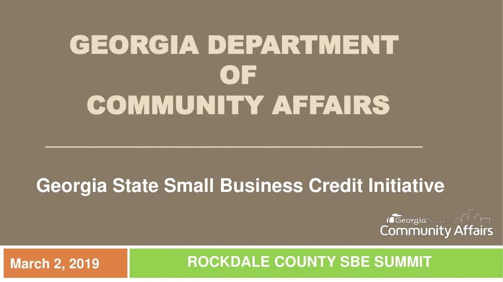 PPT - GEORGIA DEPARTMENT OF COMMUNITY AFFAIRS ...