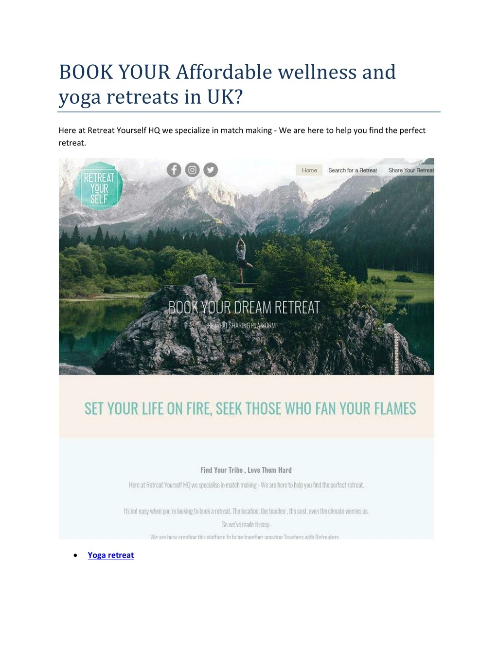 book your affordable wellness and yoga retreats n.