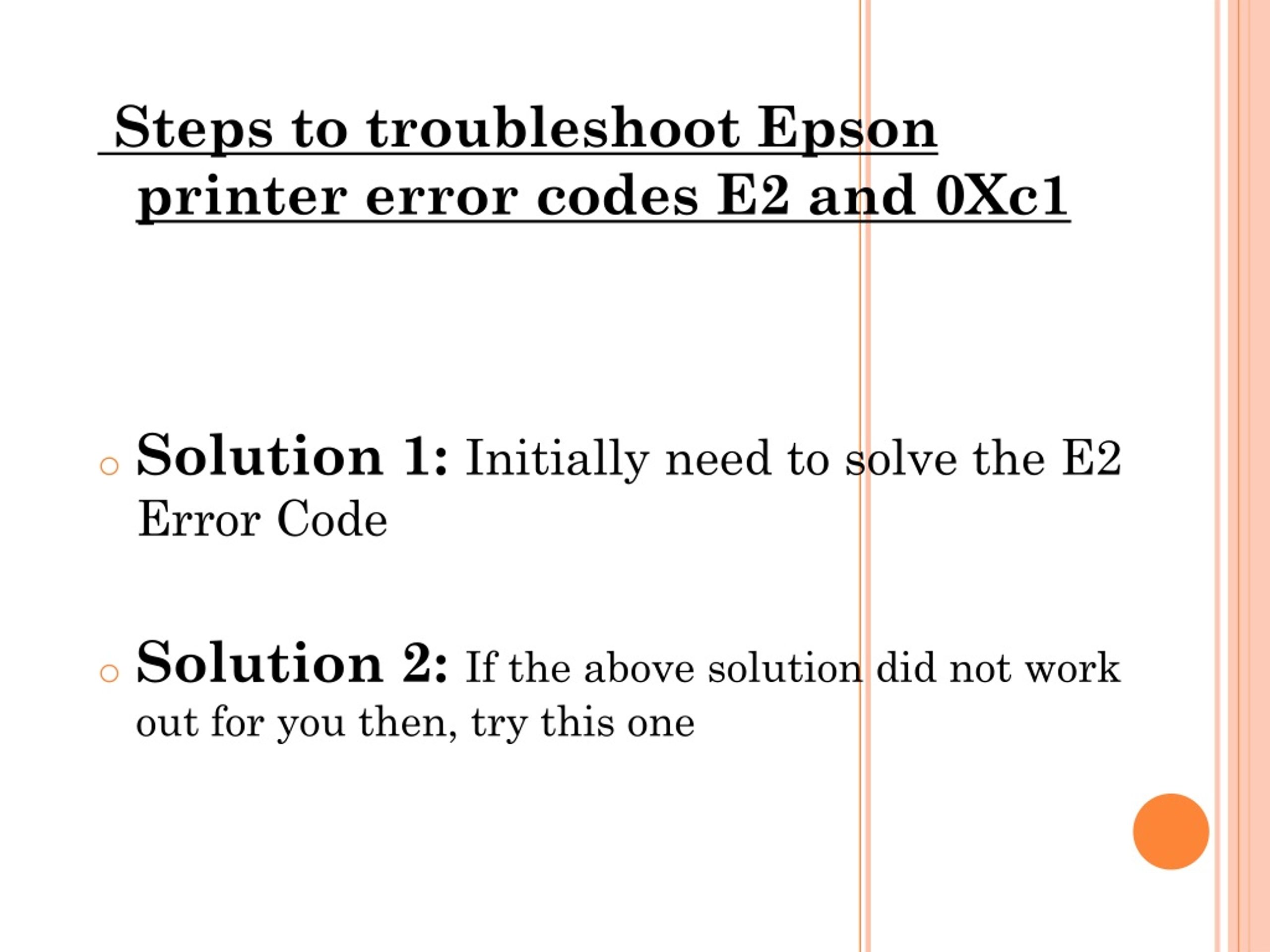 Ppt Fix Epson Printer Error Codes E2 And 0xc1 Powerpoint Presentation Id9007564 3862