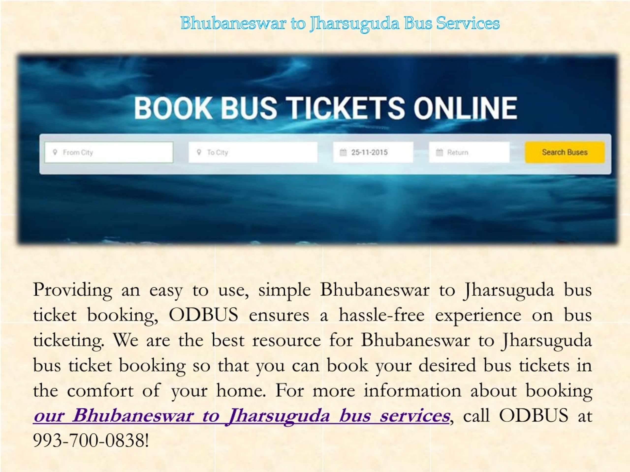 PPT - Bhubaneswar To Jharsuguda Bus Services PowerPoint Presentation ...