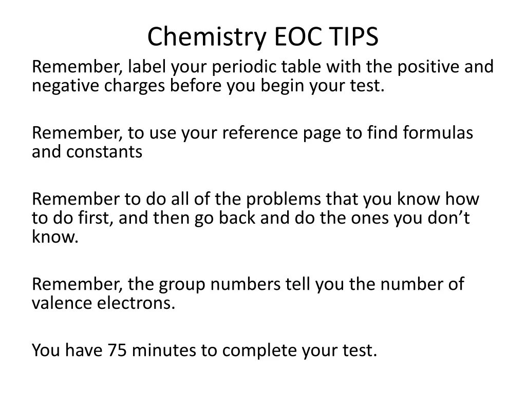PPT Chemistry EOC TIPS PowerPoint Presentation, free download ID PPT Chemistry EOC TIPS PowerPoint Presentation, free download ID