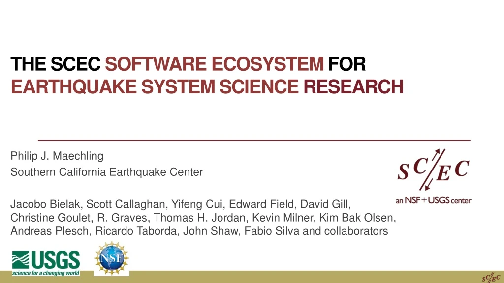the scec software ecosystem for earthquake system science research n.