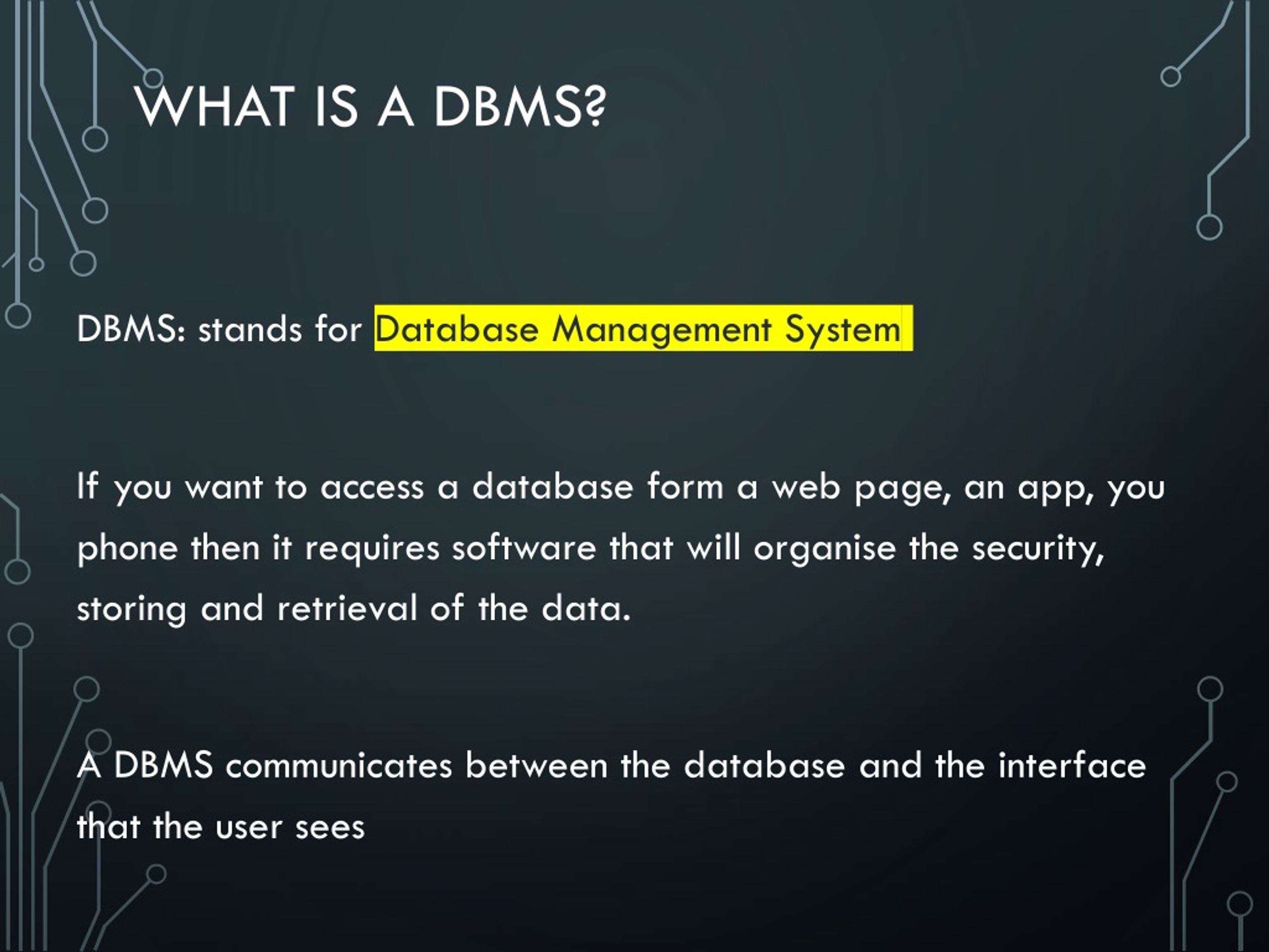 dbms powerpoint presentation free download