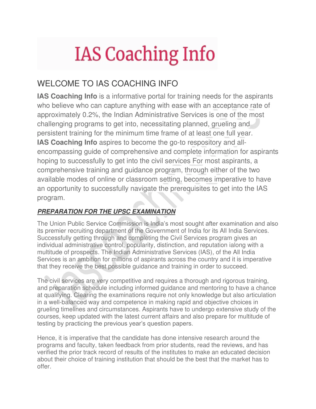 welcome to ias coaching info n.