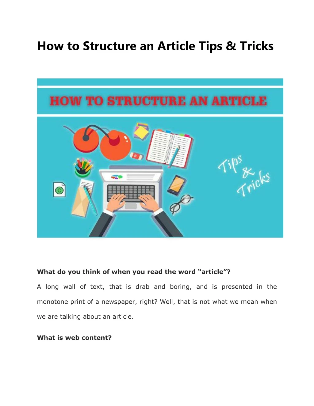 how to structure an article tips tricks n.
