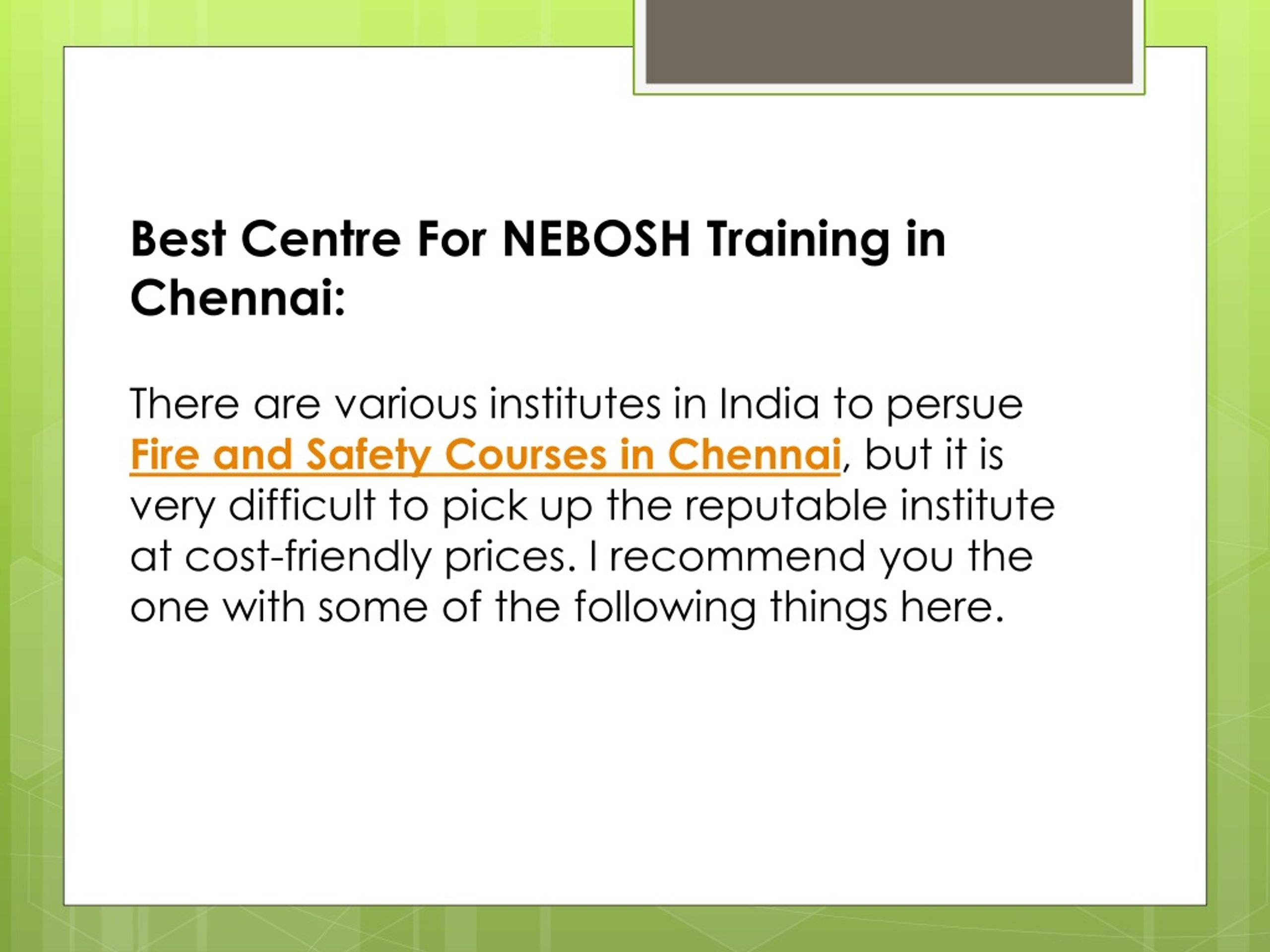 Ppt Safety Course In Chennai National Safety School Powerpoint Presentation Id9038015 