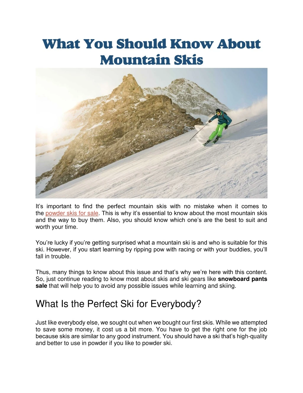 what you should know about mountain skis n.