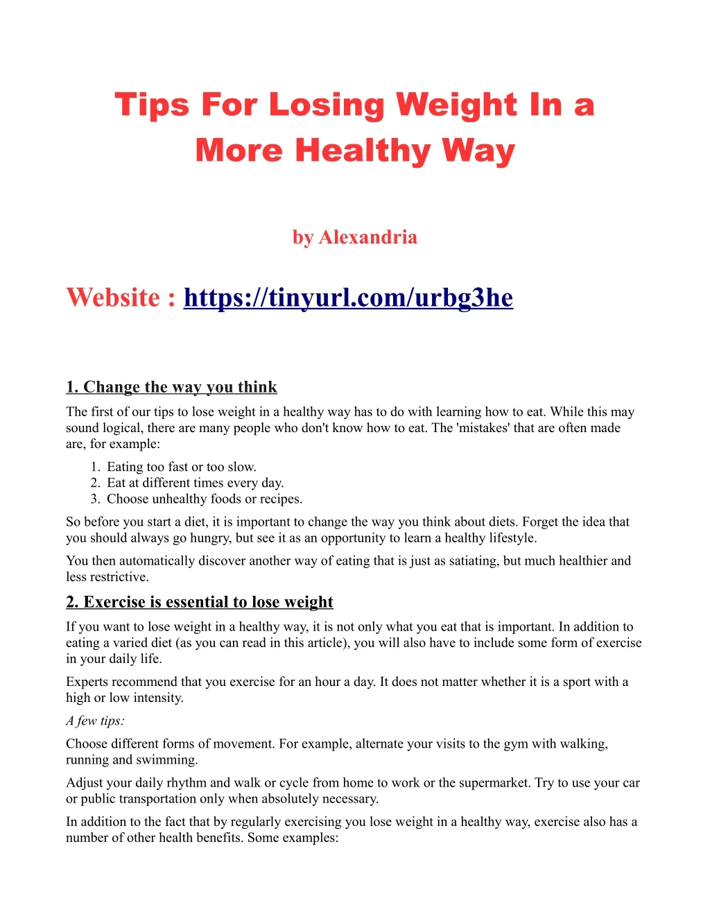 tips for losing weight in a more healthy way n.