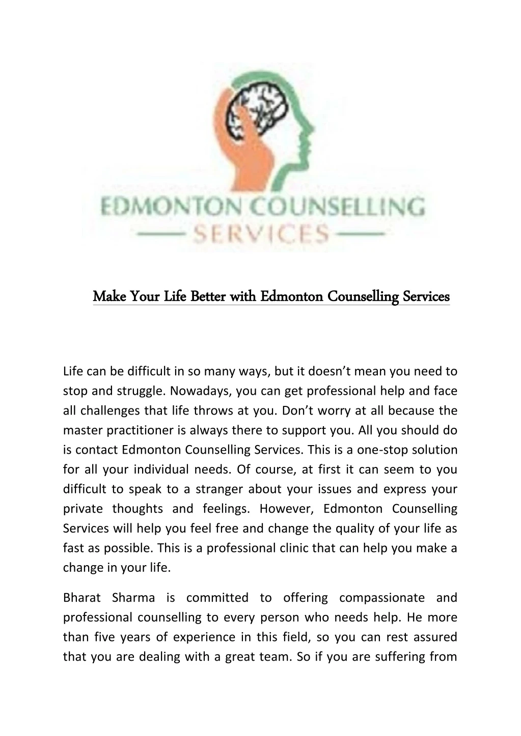 make your life better with edmonton counselling n.