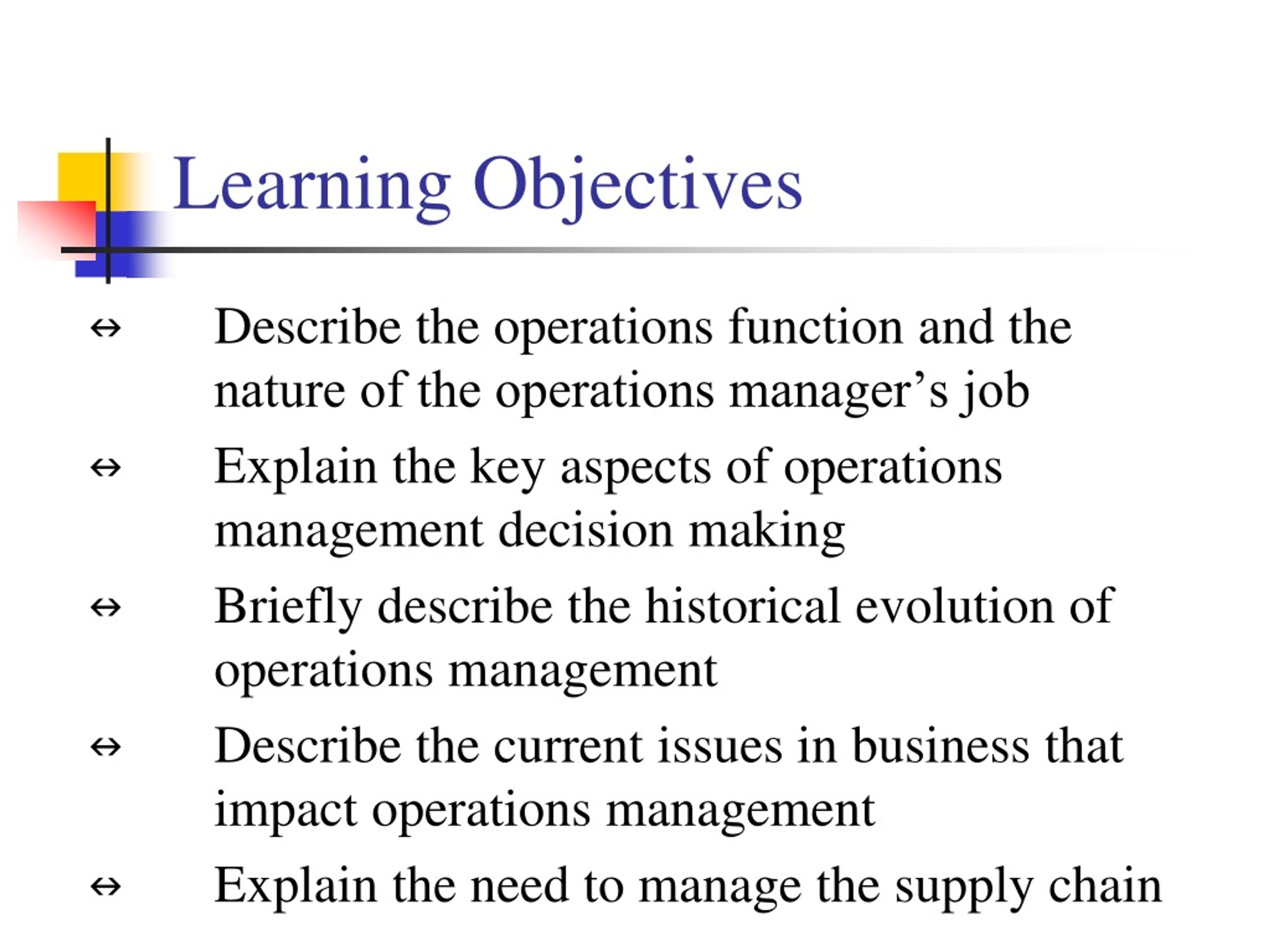 briefly describe the term operations management