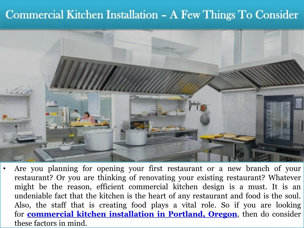 commercial kitchen installation a few things to consider n.