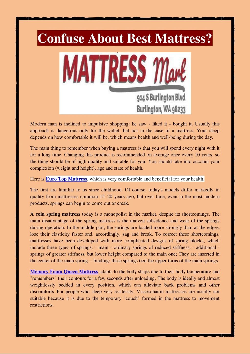 confuse about best mattress n.