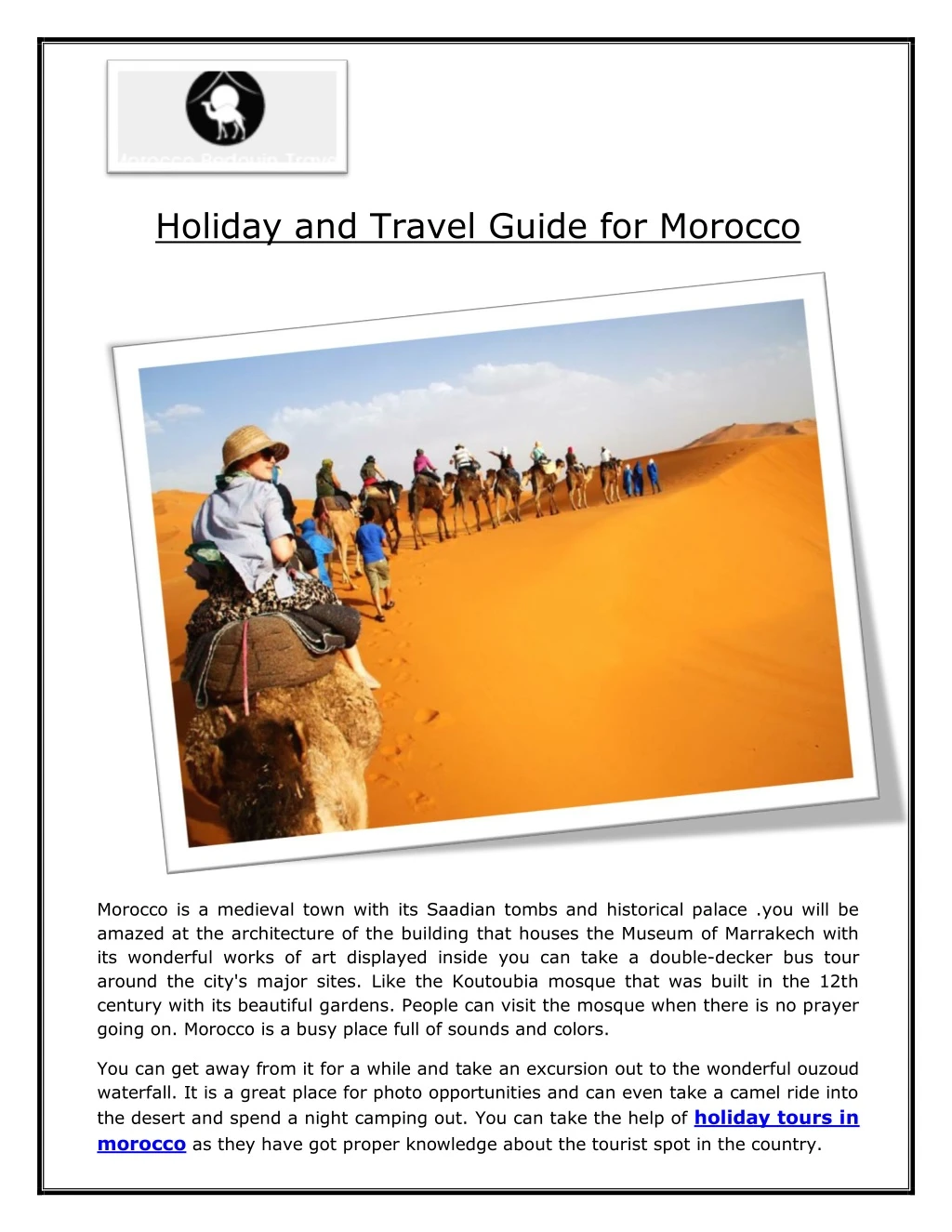 holiday and travel guide for morocco n.