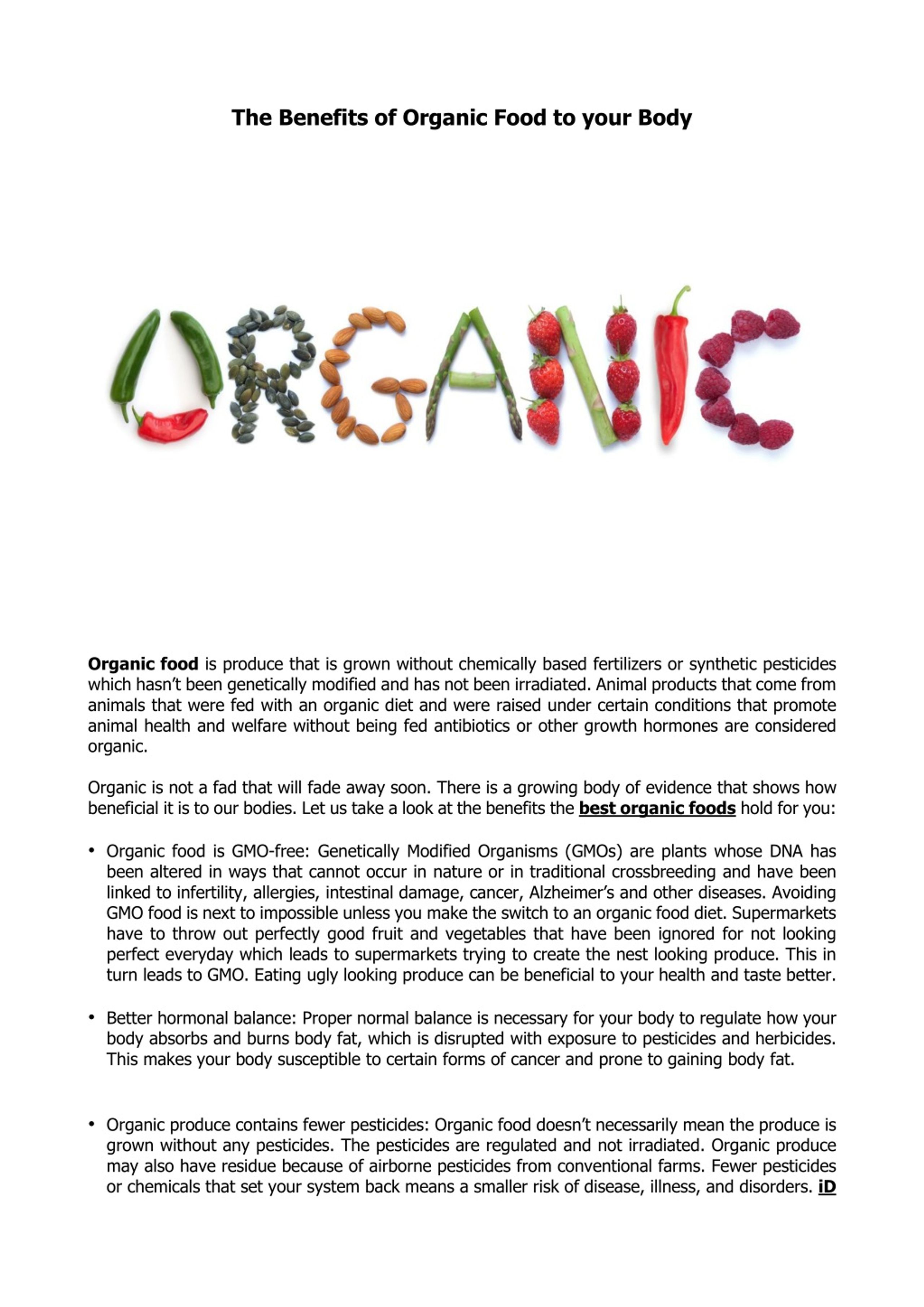 PPT - The Benefits of Organic Food to your Body PowerPoint