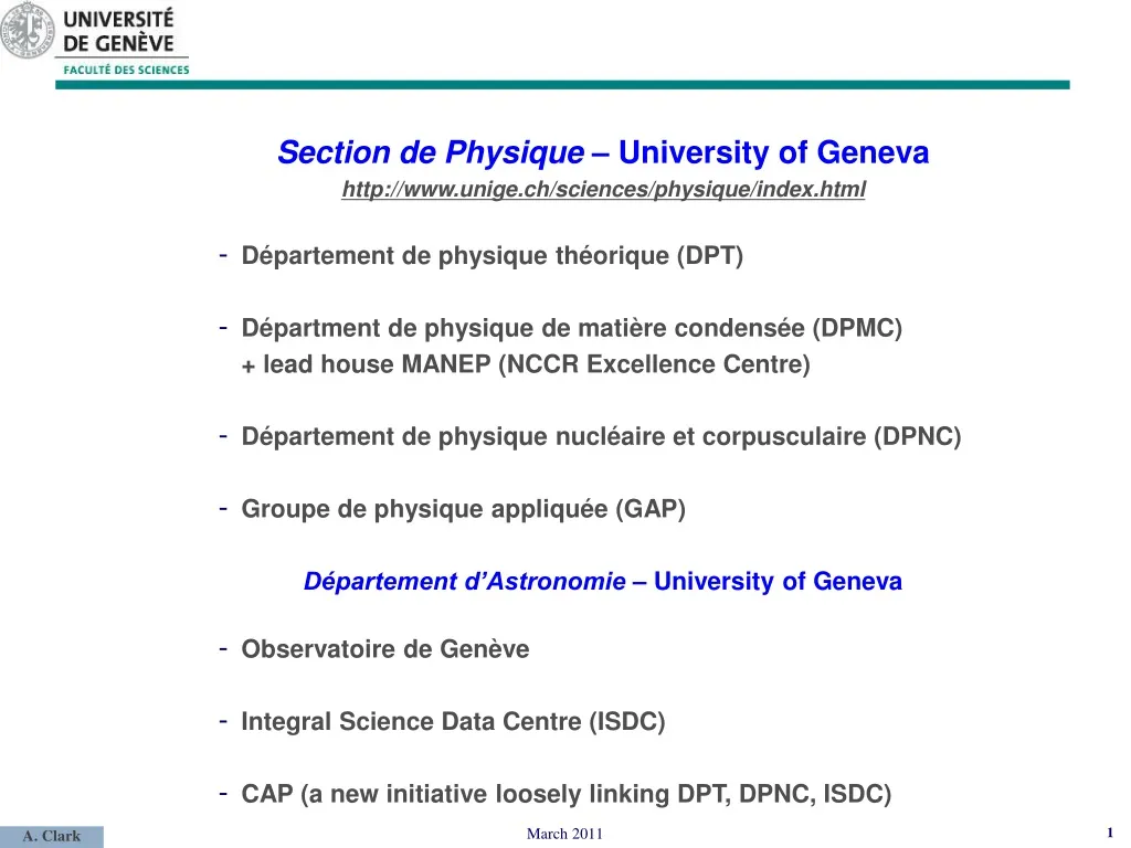 section de physique university of geneva http n.
