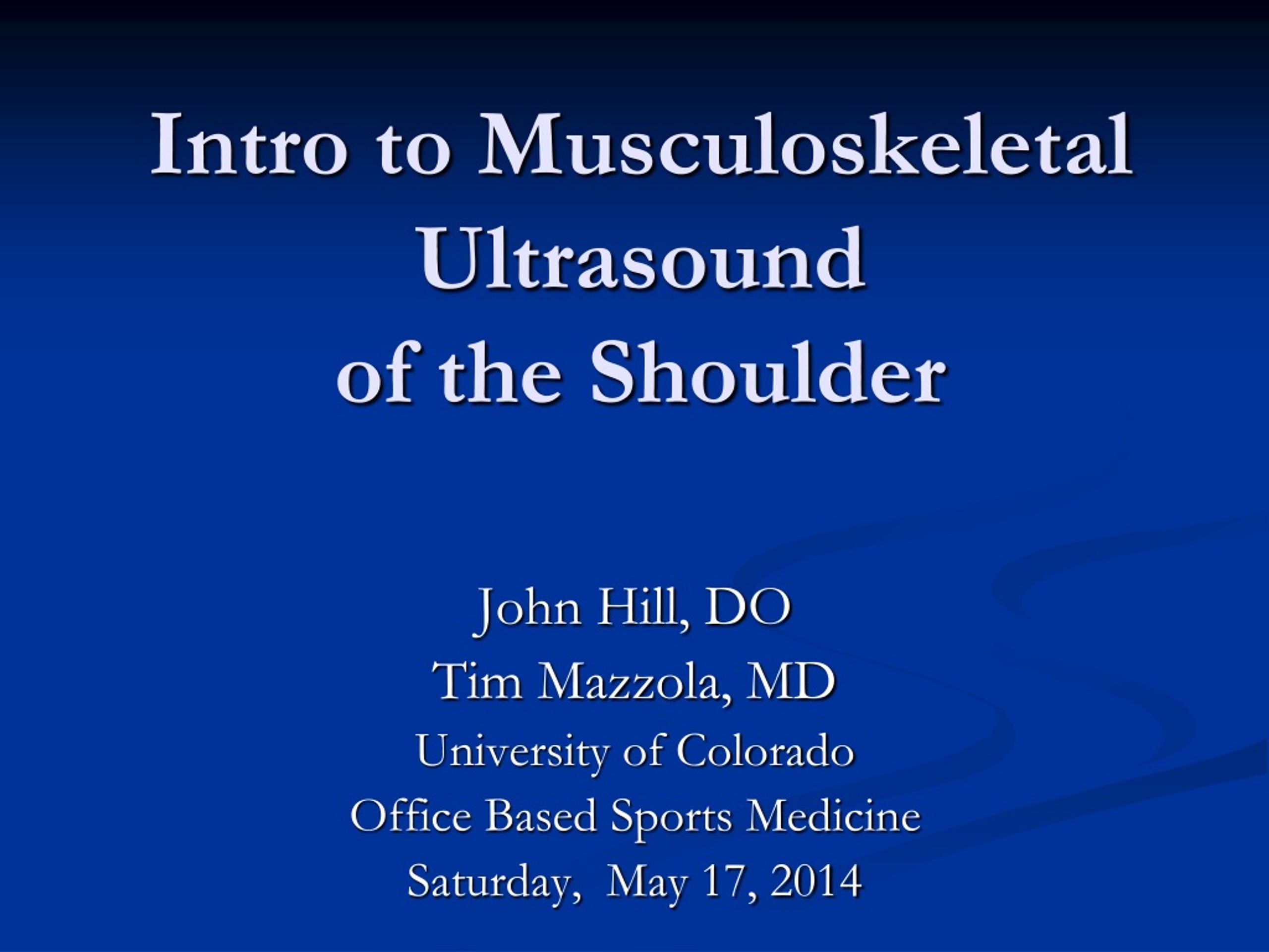 PPT - Intro To Musculoskeletal Ultrasound Of The Shoulder PowerPoint ...