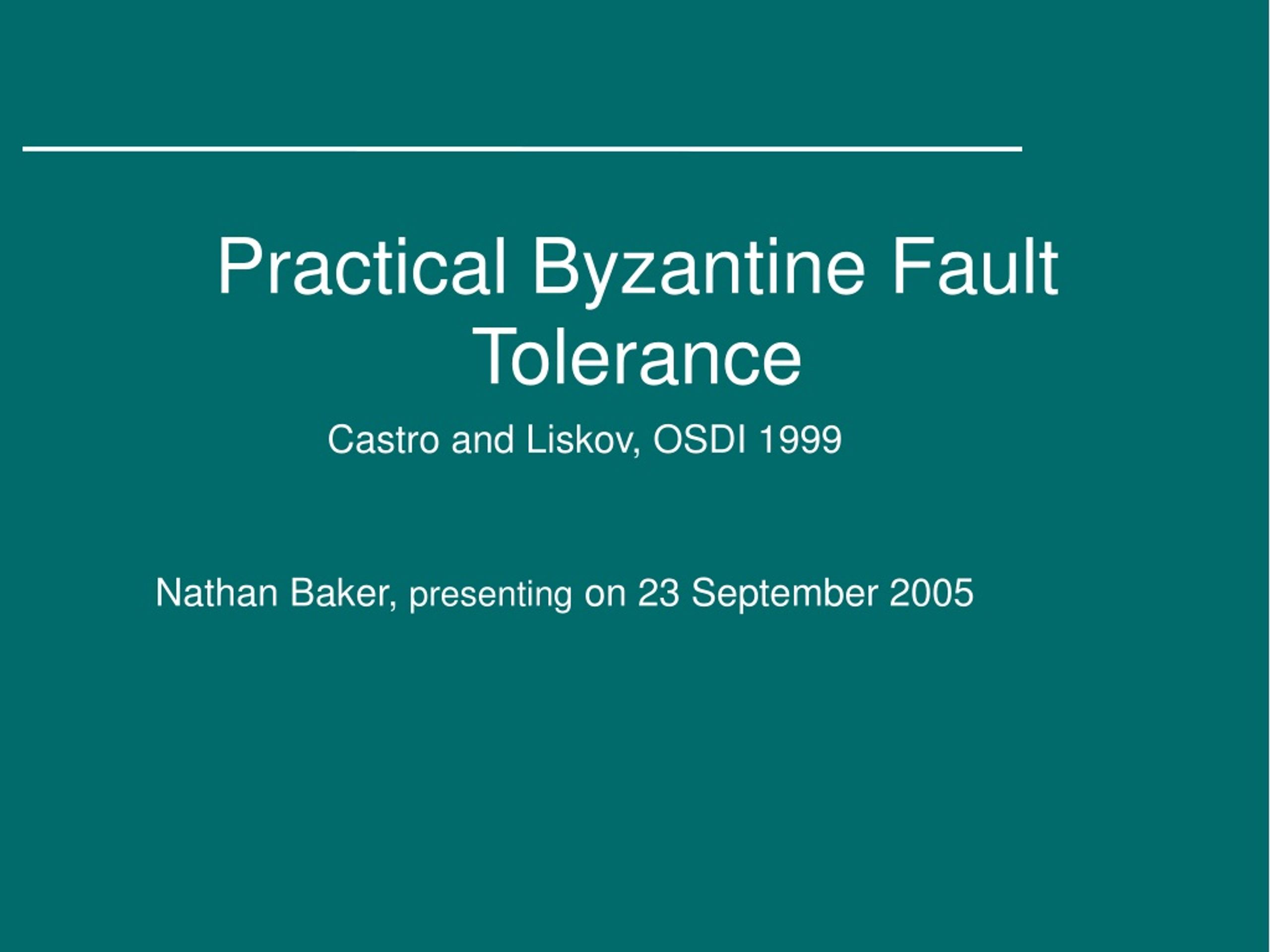 PPT - Practical Byzantine Fault Tolerance PowerPoint Presentation, Free ...