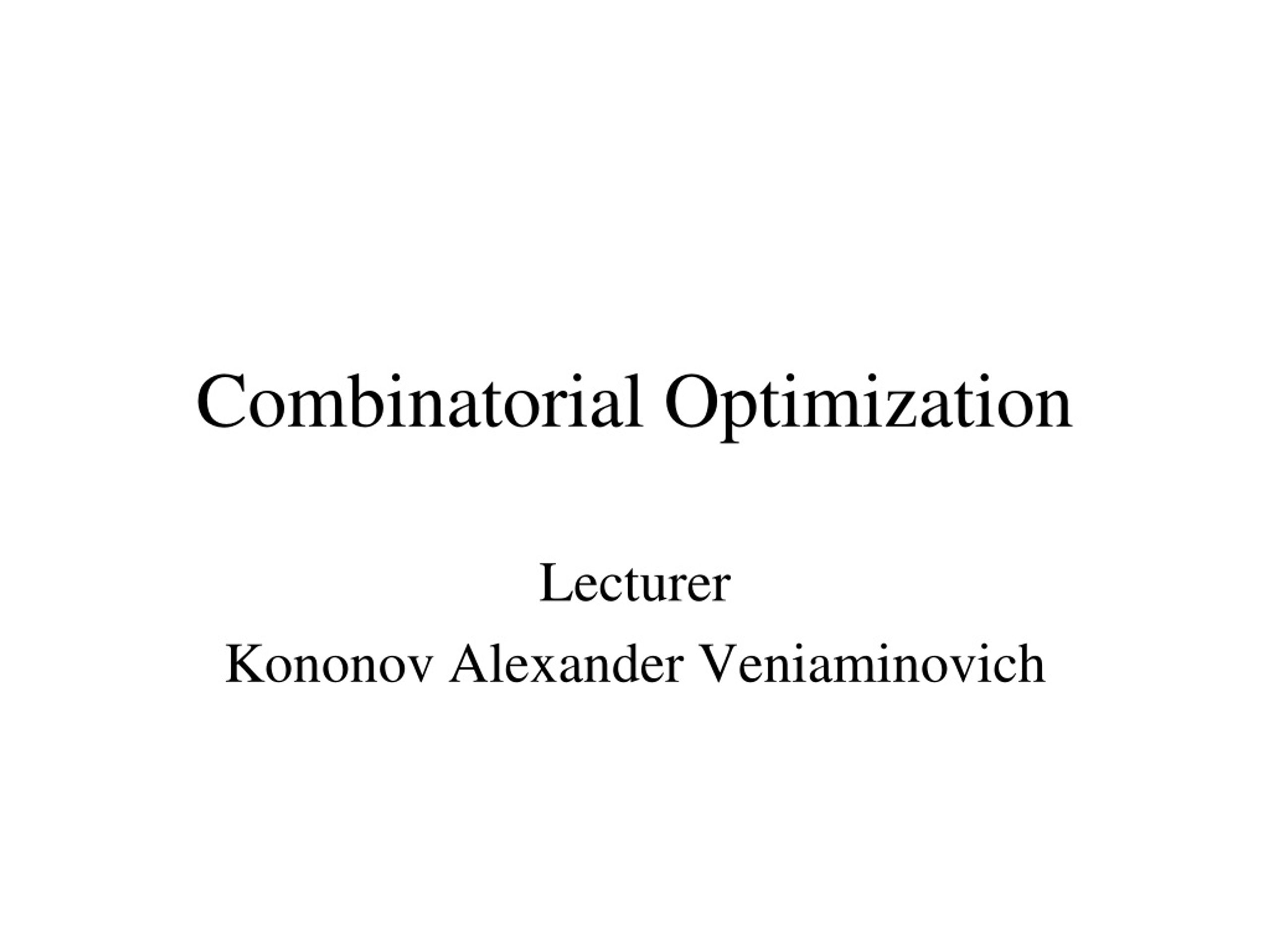 PPT - Combinatorial Optimization PowerPoint Presentation, Free Download ...