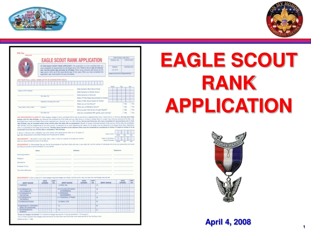 PPT EAGLE SCOUT RANK APPLICATION PowerPoint Presentation, free