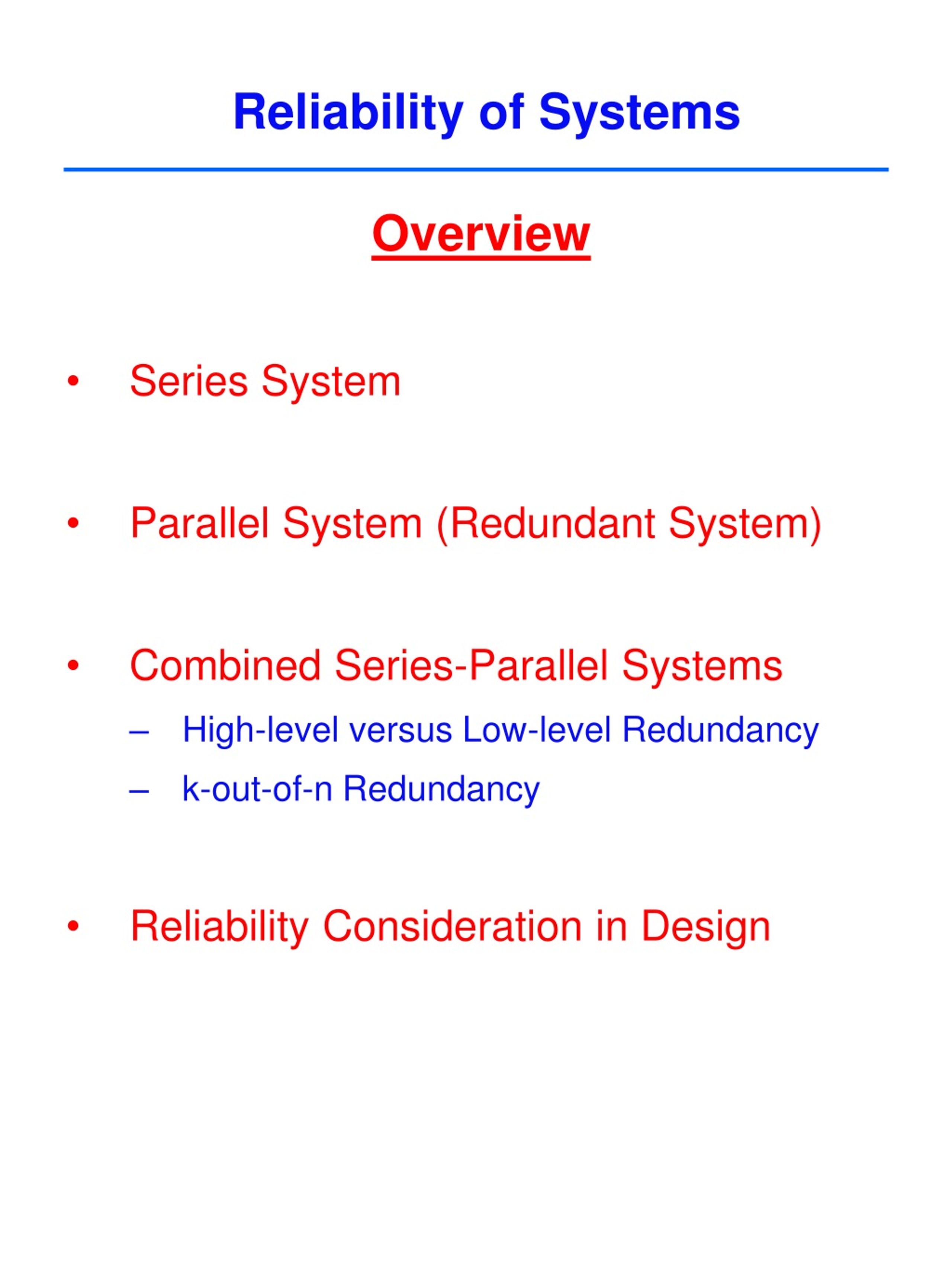 system reliability thesis