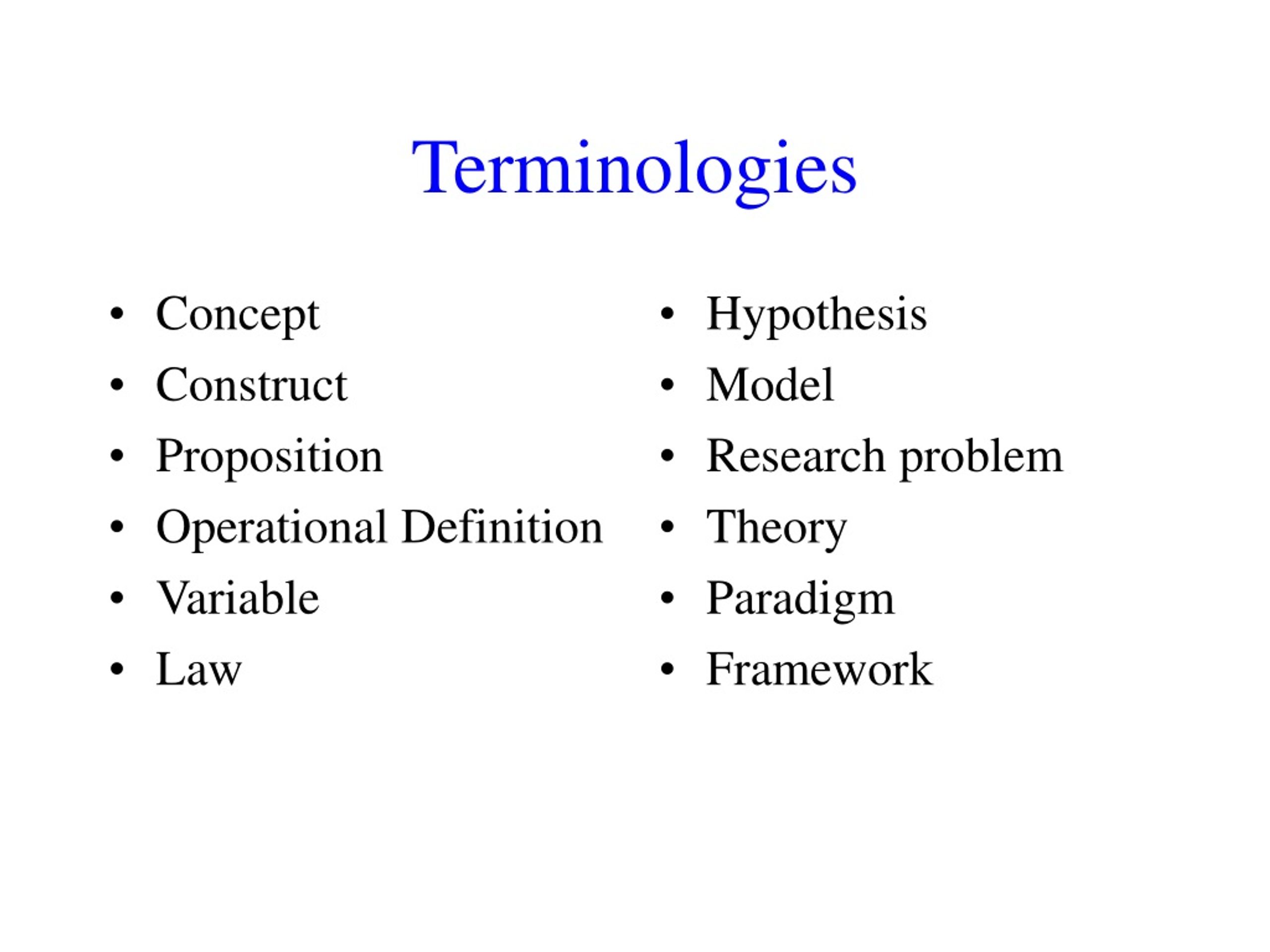 PPT - Terminologies for Research Methodology PowerPoint Presentation ...
