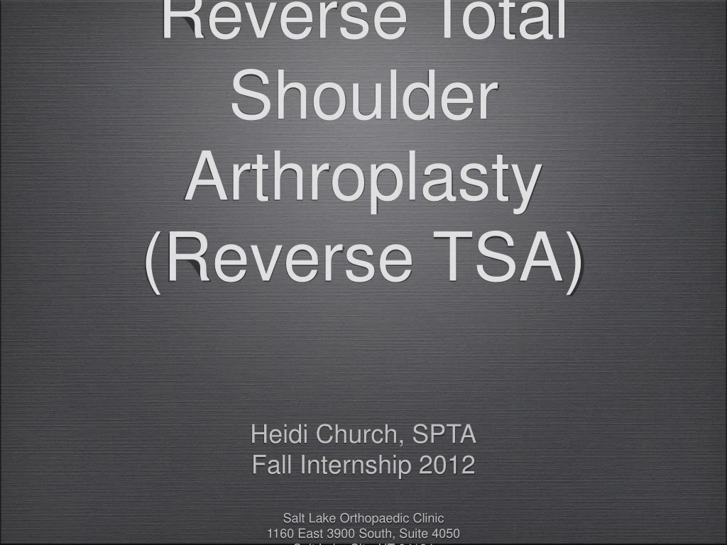 reverse total shoulder arthroplasty reverse tsa n.