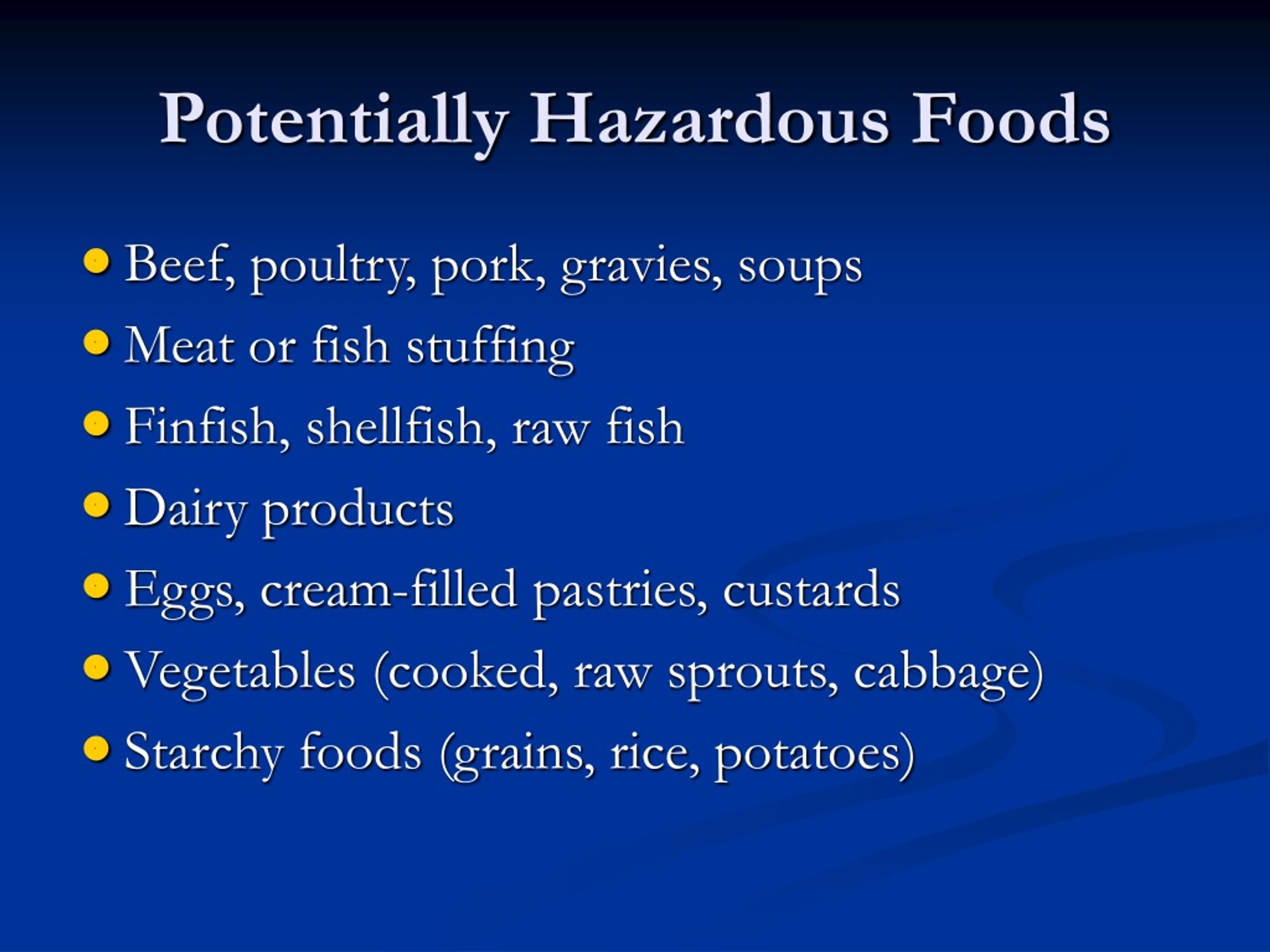 Potentially Hazardous Foods L 