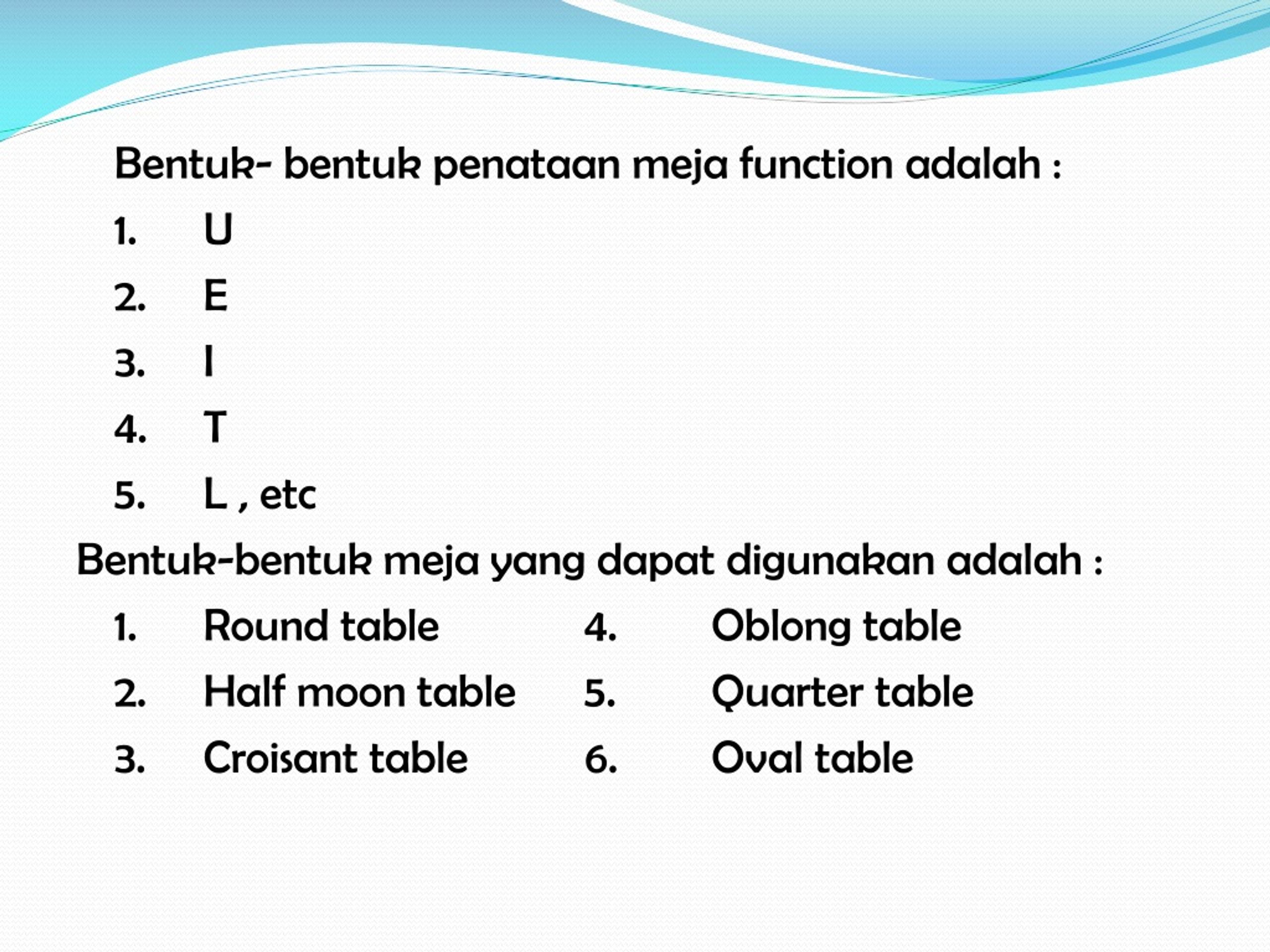 PPT - PENYELENGGARAAN PERTEMUAN / BANQUET PowerPoint Presentation, Free ...