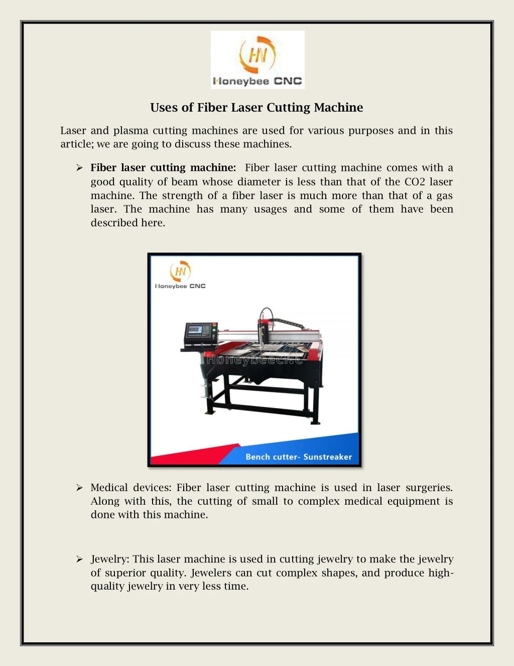 uses of fiber laser cutting machine n.