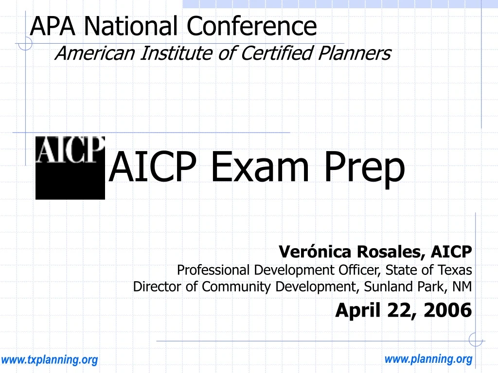 PPT APA National Conference American Institute of Certified Planners