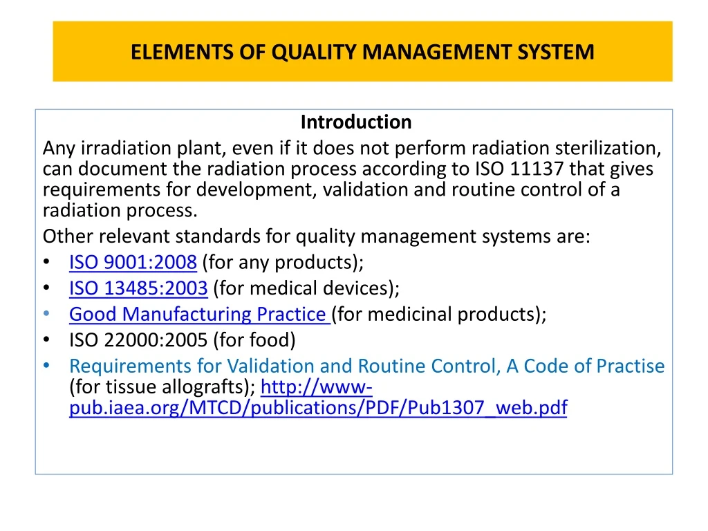 PPT - ELEMENTS OF QUALITY MANAGEMENT SYSTEM PowerPoint Presentation ...