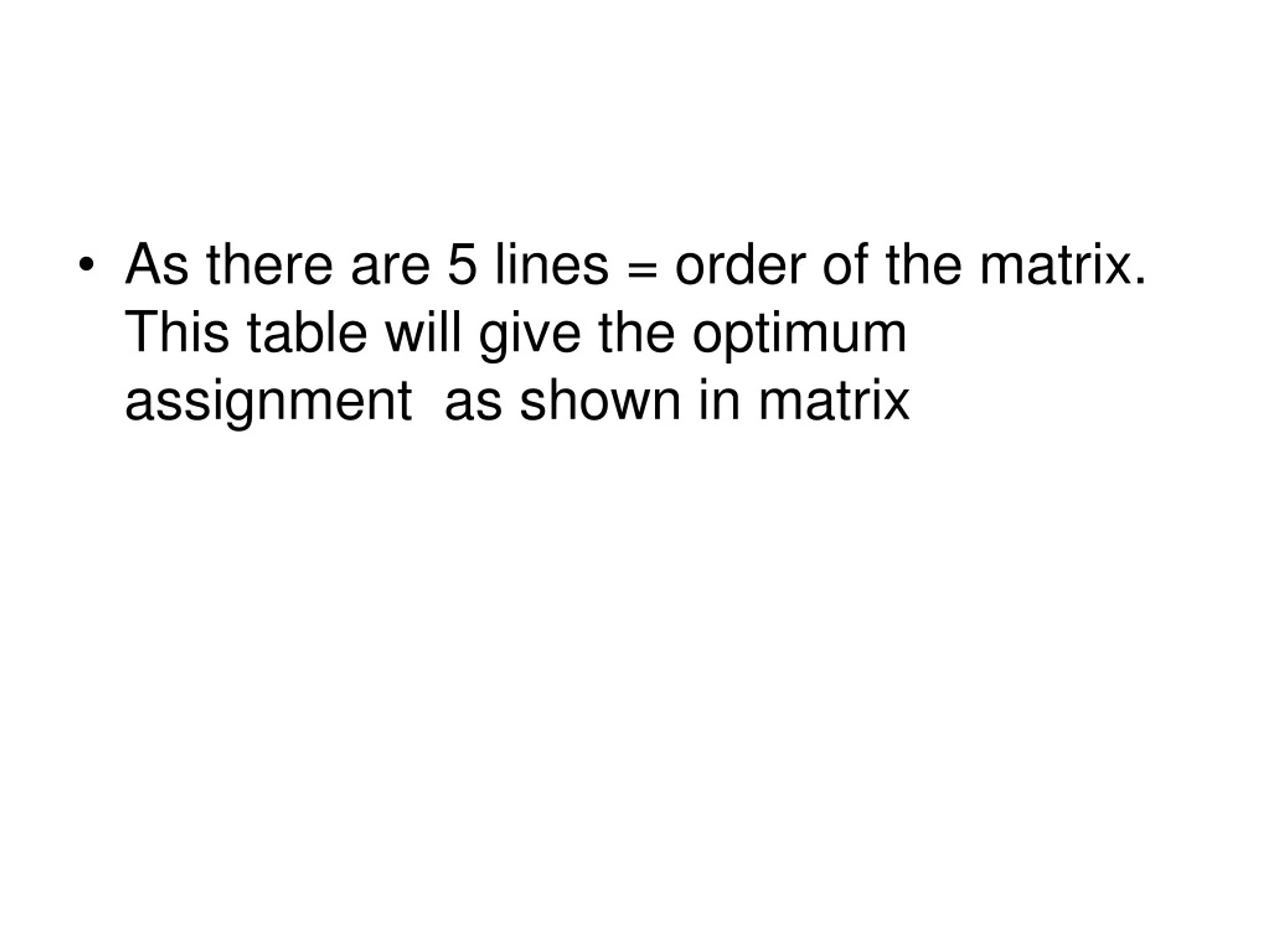 the property of the optimum assignment matrix is